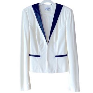 NWOT Bebe Kristie Ponte Jacket White Black Trim Size 0